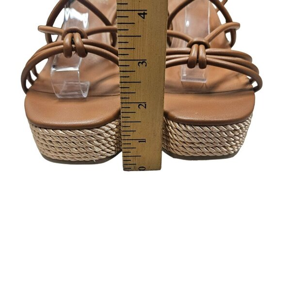 SM New York July Brown Wedge Heels Espadrille Sandals Straps Women 8M Man Made - Picture 5 of 12